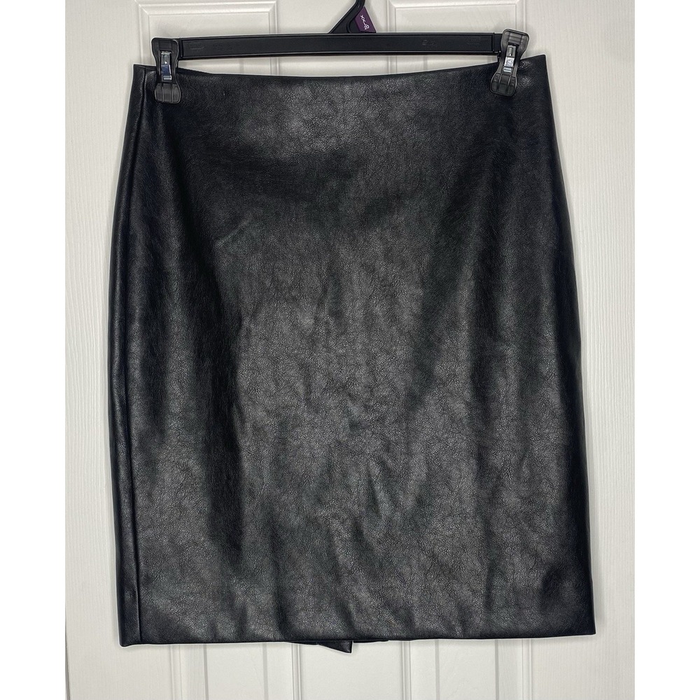 J Crew Women's Mid Length Faux Leather Skirt‎ Black Size 10